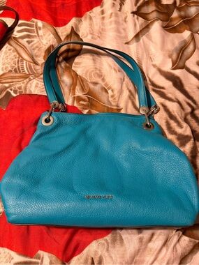 Michael Kors Turquoise Blue Pebbled Leather Shoulder Bag